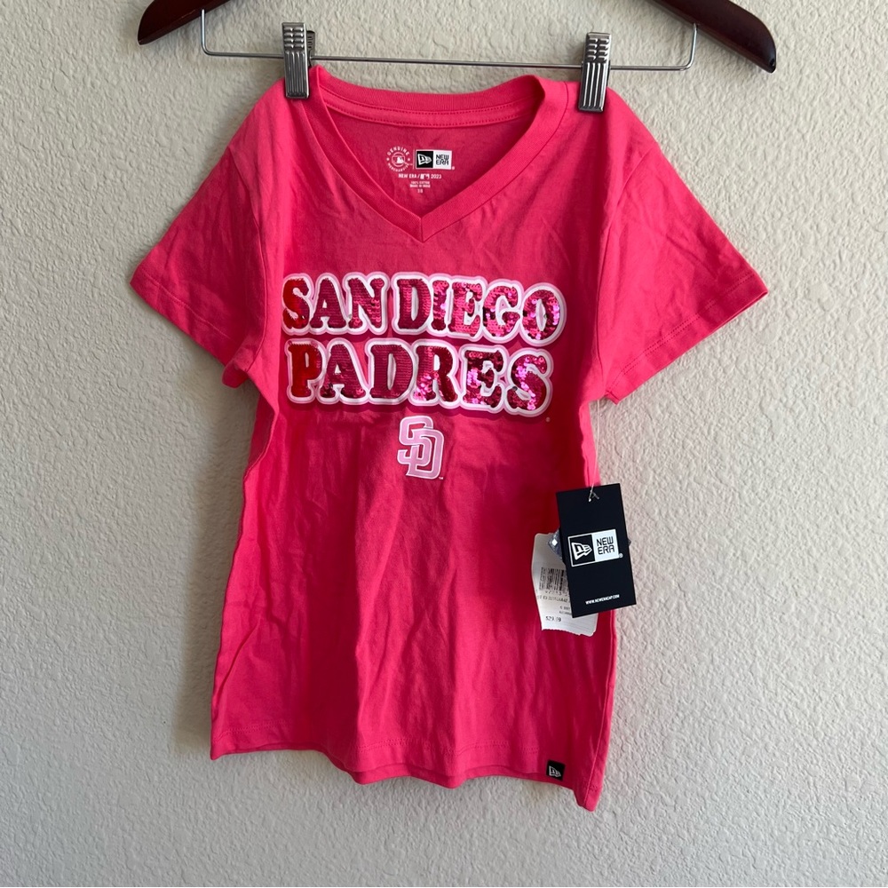 San Diego Padres Pink & Silver Sequin T-shirt